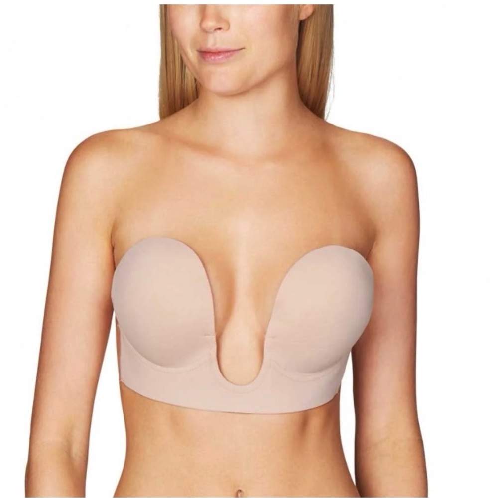 HEIDI KLUM INTIMATES STRAPLESS DEEP PLUNGE BRA - NUDE SIZE A/B (NEW WITH TAGS)